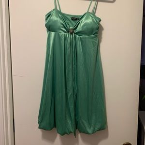 Silky green mini dress